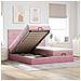 Struttura Letto Pouf con Materassi Rosa 200x200 cm Velluto - Foto miniatura 2