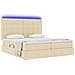 Letto con luci a strisce a LED Crema 180 x 200 cm Tessuto - Foto miniatura 3