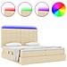 Letto con luci a strisce a LED Crema 180 x 200 cm Tessuto - Foto miniatura 4