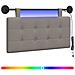 Testiera sospesa Con luce LED Tortora Tessuto - Foto miniatura 1