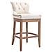Sgabello Legno Lakewood Antico-Chiaro - Sgabello Alto Vintage in Tessuto - Sedia Bar Chesterfield con Poggiapiedi Alt. 74 cm Crema - Foto miniatura 1