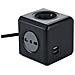 62099 Multipresa Cubo Powercube 4 Posti Con 2 Usb 2.1a, 2 Schuko + Spina Italiana, 2 Bivalenti 10/16 Italiane, Colore Nero, Cavo 1.5m - Foto miniatura 1