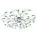 Lampadario Foglie E Bracci In Cristallo Acrilico 5 E14 Verde - Foto miniatura 1