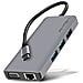 Hub Usb-c 3x Usb 1x Hdmi 1x Vga 1x Ethernet 1x Usb-c 1x Microsd /sd Grigio - Foto miniatura 1