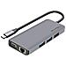 Hub Usb-c 3x Usb 1x Hdmi 1x Vga 1x Ethernet 1x Usb-c 1x Microsd /sd Grigio - Foto miniatura 4