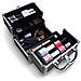 Igadgitz Casa U7037 - Alluminio Compone La Cassa Up Caso Cosmetico Caso Duro Di Vanit Make Up Box Beauty Case - 4 X Pieghevole Vassoi Larger Fondo Del Comparto Carry Handle - Nero - Piccolo - Foto miniatura 4