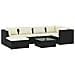 Set Divani Da Giardino 7 Pz Con Cuscini In Polyrattan Nero - Foto miniatura 1