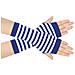 Guanti Senza Dita A Righe, Scaldamuscoli Per Le Braccia In Maglia Con Foro Per Il Pollice White+blue - Foto miniatura 2