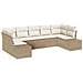 Set divani giardino da 7 pezzi con cuscini in rattan sintetico beige - Foto miniatura 1