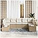 Set divani giardino da 7 pezzi con cuscini in rattan sintetico beige - Foto miniatura 3