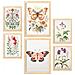 Set Di 6 Stampe Fiori E Farfalle Nella Scuola Materna: Dipinti Decorativi Estetici Per Il Tuo Soggiorno A Casa A3 & A4 Telaio In Legno Chiaro - Foto miniatura 1