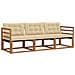 Set di divani da esterno con cuscino 3 pcs Naturale e Beige - Foto miniatura 1