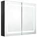 Armadietto Bagno con Specchio e LED Nero Lucido 80x12x68 cm - Foto miniatura 2