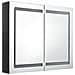 Armadietto Bagno con Specchio e LED Nero Lucido 80x12x68 cm - Foto miniatura 3