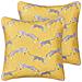 Set Di 2 Cuscini Arales Cotone 45 X 45 Cm Giallo Trama Animale - Foto miniatura 5
