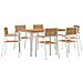 Set pranzo giardino 7 pezzi in legno massello di teak, Tavolo pranzo esterno 150x90x75 cm in legno massello di teak, Sedie giardino impilabili 2 pz in legno massello di teak e metallo, Sedie giardino impilabili 4 pz in legno massello di teak e metallo - Foto miniatura 1