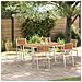 Set pranzo giardino 7 pezzi in legno massello di teak, Tavolo pranzo esterno 150x90x75 cm in legno massello di teak, Sedie giardino impilabili 2 pz in legno massello di teak e metallo, Sedie giardino impilabili 4 pz in legno massello di teak e metallo - Foto miniatura 2