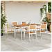 Set pranzo giardino 7 pezzi in legno massello di teak, Tavolo pranzo esterno 150x90x75 cm in legno massello di teak, Sedie giardino impilabili 2 pz in legno massello di teak e metallo, Sedie giardino impilabili 4 pz in legno massello di teak e metallo - Foto miniatura 3