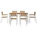 Set pranzo giardino 7 pezzi in legno massello di teak, Tavolo pranzo esterno 150x90x75 cm in legno massello di teak, Sedie giardino impilabili 2 pz in legno massello di teak e metallo, Sedie giardino impilabili 4 pz in legno massello di teak e metallo - Foto miniatura 6