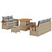Set di Divano da Giardino con 8 Pezzi e Cuscini Beige in Rattan Sintetico,  Set di Pranzo da Giardino con 3 Pezzi e Cuscini Beige in Rattan Sintetico - Foto miniatura 1