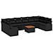 Set Divano da Giardino di 11 Pezzi con Cuscini Nero Polirattan Acacia - Foto miniatura 1