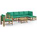 Set Salotto da Giardino 7pz con Cuscini Verdi Bambù - Foto miniatura 1