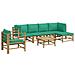 Set Salotto da Giardino 7pz con Cuscini Verdi Bambù - Foto miniatura 3