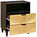 Comodino Nero e Oro 50 x 33 x 60 cm legno massello di mango - Foto miniatura 2