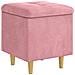 Pouf contenitore con cuscino Rosa 40 x 40 x 45 cm Velluto - Foto miniatura 1