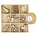 Scatola Di 27 Mini Decorazioni Natalizie Di Legno + Washi Tape Dorato 5 M - Foto miniatura 1