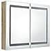 Armadietto Bagno con Specchio e LED Bianco e Rovere 80x12x68 cm - Foto miniatura 3