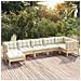 Set Divani Da Giardino 7 Pz Con Cuscini Crema In Massello Di Pino - Foto miniatura 1