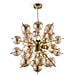 Lampadario Contemporanea Bolla Metallo Ottone 6 Luci Diffusori Vetro Ambra - Foto miniatura 1