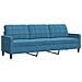 Set di Divani 3 pz con Cuscini Blu in Velluto - Foto miniatura 4