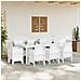 Set Pranzo Giardino 9 Pezzi con Cuscini Bianco Polyrattan - Foto miniatura 3