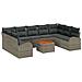 Set di Divani da Giardino da 10 Pezzi con Cuscini Grigio Rattan Polietilene Acacia,  Divano da Giardino a 2 posti con Contenitore e Cuscini Grigio Rattan Polietilene - Foto miniatura 1