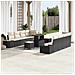 Set Divano da Giardino di 11 Pezzi con Cuscini Nero Polirattan Acacia, Divano da Giardino di 2 Posti con Cuscini Nero Polirattan, Set da Pranzo da Giardino di 3 Pezzi con Cuscini Nero Polirattan Acacia - Foto miniatura 2