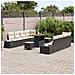 Set Divano da Giardino di 11 Pezzi con Cuscini Nero Polirattan Acacia, Divano da Giardino di 2 Posti con Cuscini Nero Polirattan, Set da Pranzo da Giardino di 3 Pezzi con Cuscini Nero Polirattan Acacia - Foto miniatura 3