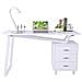 105933 Scrivania Per Computer Con Tre Cassetti Bianco Opaco Effetto Legno Bianco - Foto miniatura 9