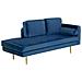 Chaise Longue In Velluto Blu Marino Destra Miramas - Foto miniatura 10
