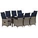 Set Pranzo Giardino 9 Pezzi con Cuscini Grigio Polyrattan,  Tavolo Giardino Nero 200x80x73 cm Vetro Temperato - Foto miniatura 3