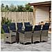 Set Pranzo Giardino 9 Pezzi con Cuscini Grigio Polyrattan,  Tavolo Giardino Nero 200x80x73 cm Vetro Temperato - Foto miniatura 4
