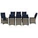Set Pranzo Giardino 9 Pezzi con Cuscini Grigio Polyrattan,  Tavolo Giardino Nero 200x80x73 cm Vetro Temperato - Foto miniatura 7