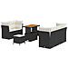 Set divani giardino da 8 pezzi with cuscini in rattan poliestere nero e acacia, Set pranzo giardino da 3 pezzi con cuscini in rattan poliestere nero e acacia - Foto miniatura 1