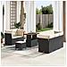 Set divani giardino da 8 pezzi with cuscini in rattan poliestere nero e acacia, Set pranzo giardino da 3 pezzi con cuscini in rattan poliestere nero e acacia - Foto miniatura 2