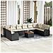Set Divano da Giardino di 11 Pezzi con Cuscini Nero Polyrattan Acacia - Foto miniatura 2