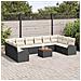 Set Divano da Giardino di 11 Pezzi con Cuscini Nero Polyrattan Acacia - Foto miniatura 3