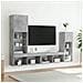 Mobili TV a Muro con LED 4pz Grigio Cemento Legno Multistrato - Foto miniatura 4