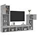 Mobili TV a Muro con LED 4pz Grigio Cemento Legno Multistrato - Foto miniatura 5