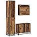 Set di mobili per il bagno con lo scaffale 3 pcs Legno vecchio - Foto miniatura 9